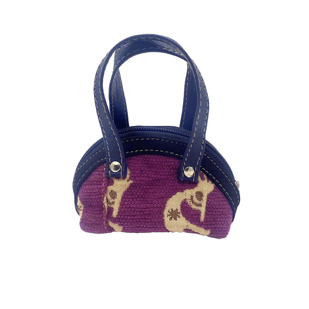 Handmade Mini Ecuadorian Coin Bag with Leather Strap - Assorted