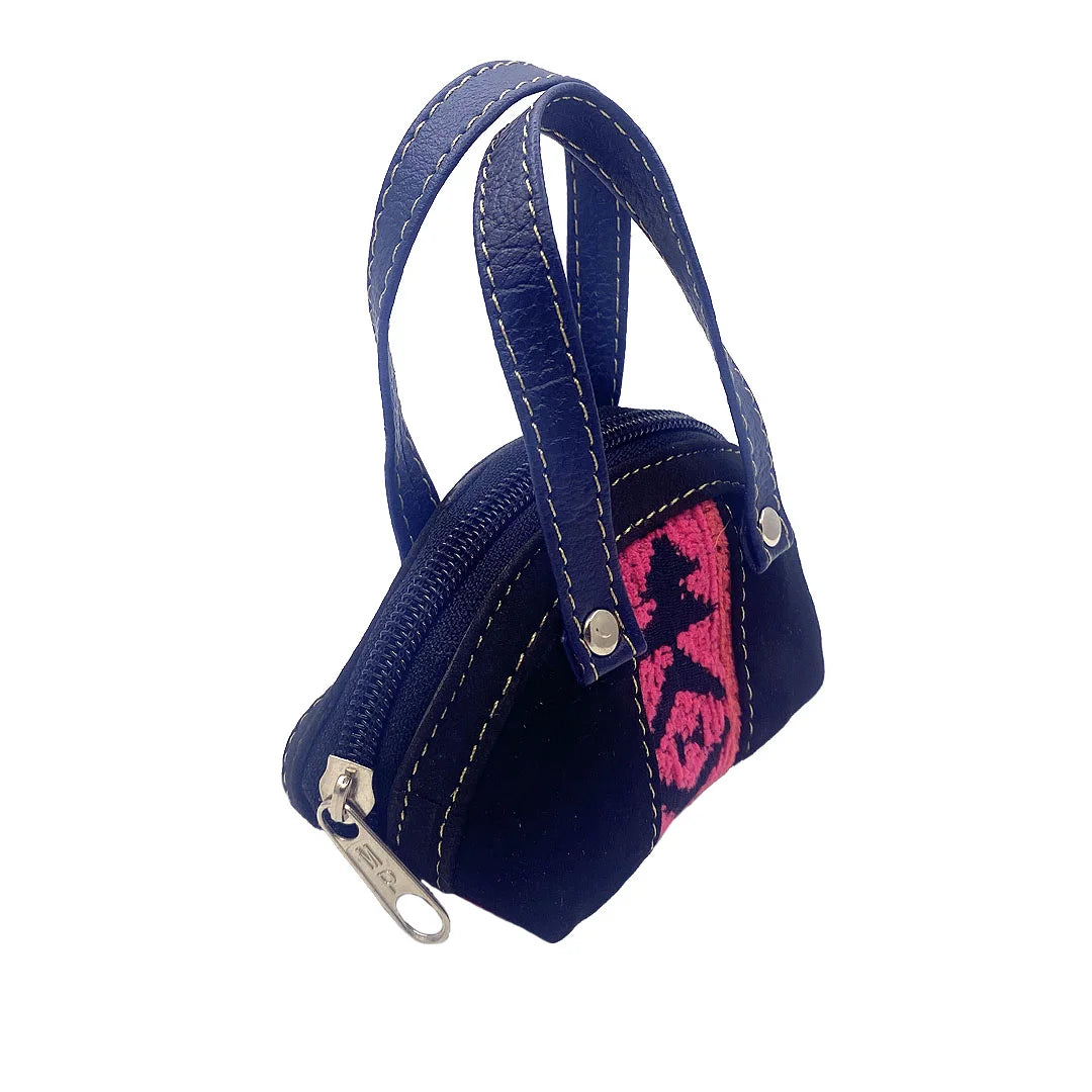 Handmade Mini Ecuadorian Coin Bag with Leather Strap - Assorted