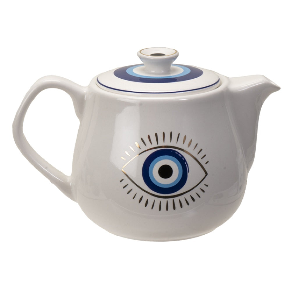 Evil Eye Teapot - White