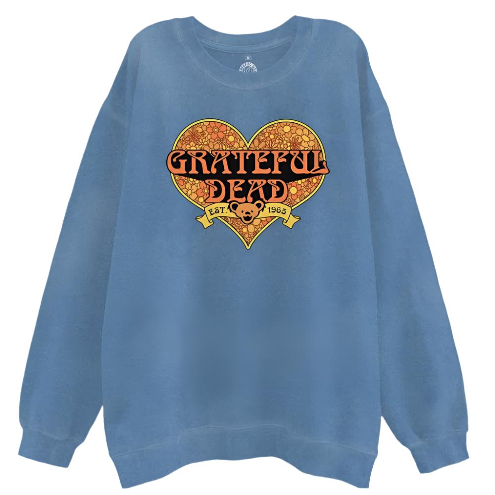 Grateful Dead Groovy Flower Power Heart Womens Sweatshirt