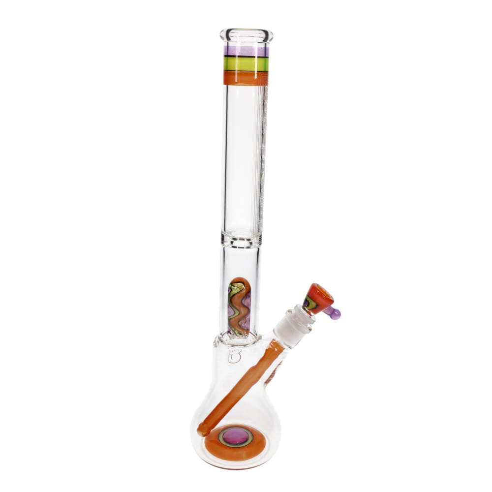 Governmint Glass Purple, Orange & Green Linework Dome Perc Bell Bottom Water Pipe