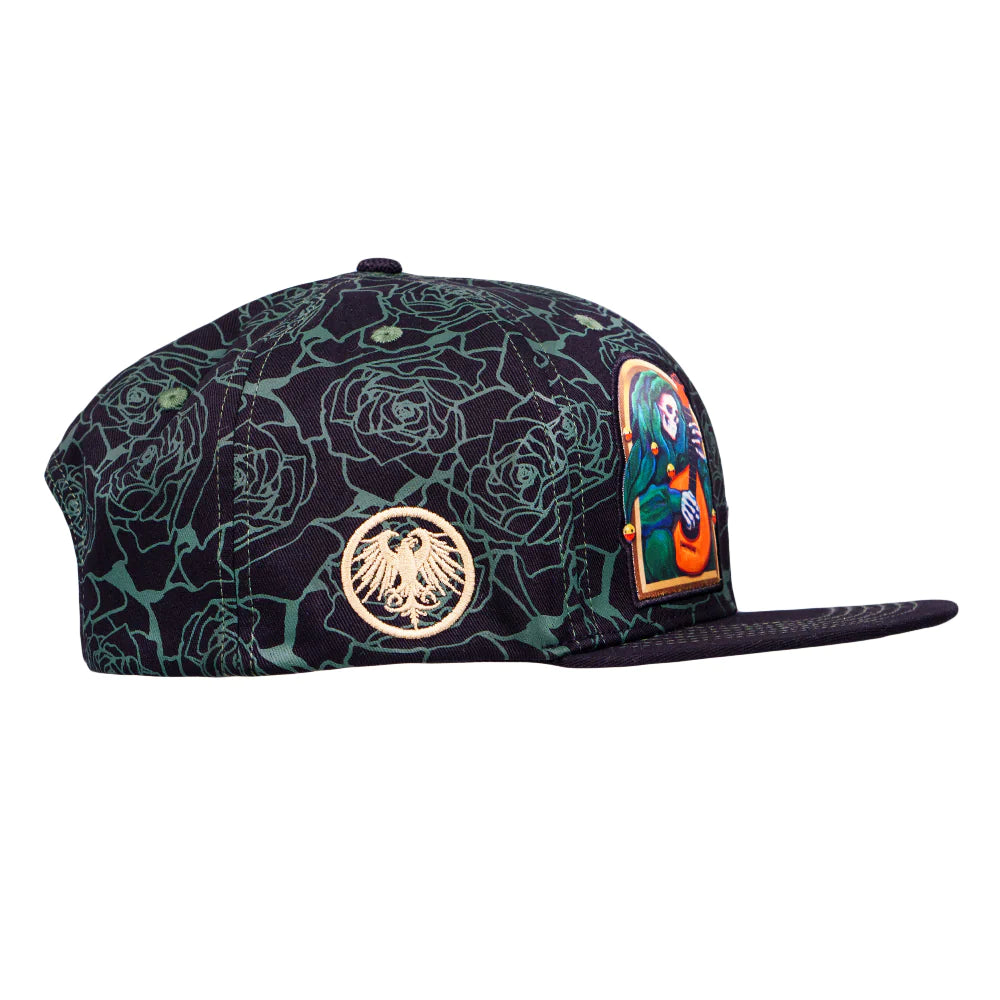 Grassroots California Stanley Mouse Mandolin Jester Never Summer Green Rose Snapback Hat