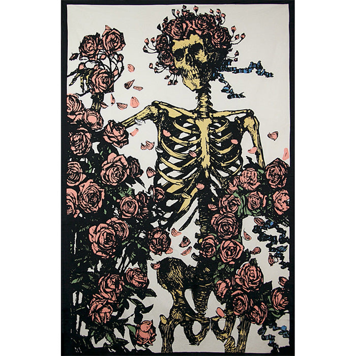 Grateful Dead Faded Bertha Skeleton and Roses Tapestry