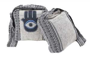 Cotton Hamsa Print Crossbody Bag