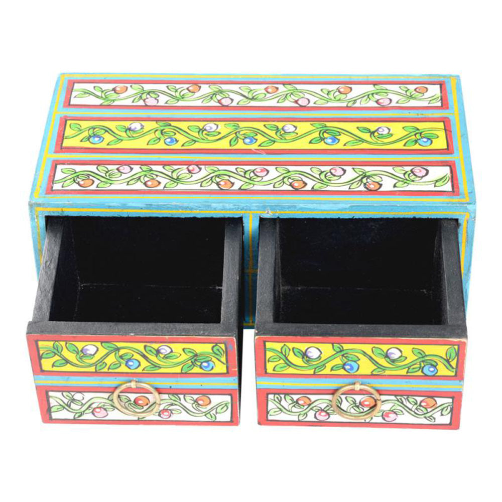 Hand Painted Wooden Box w/ Drawers