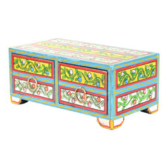 Hand Painted Wooden Box w/ Drawers