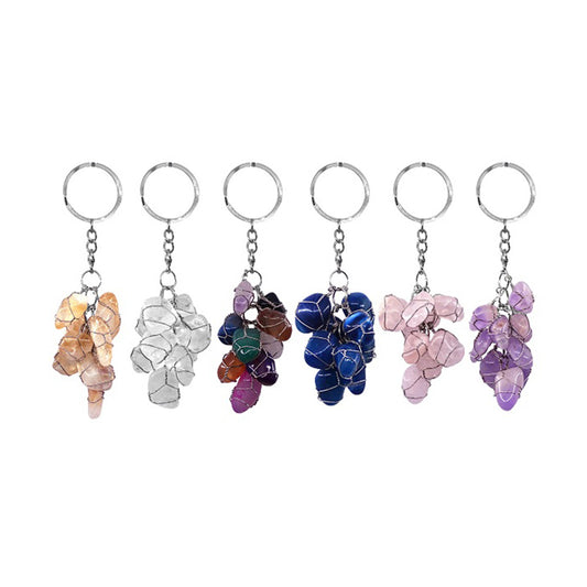 Handmade Grape Style Agate Cluster Keychain