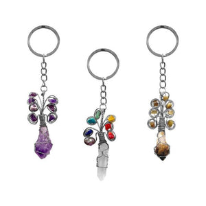Handmade Wire Wrapped Peacock Style Stone Keychain
