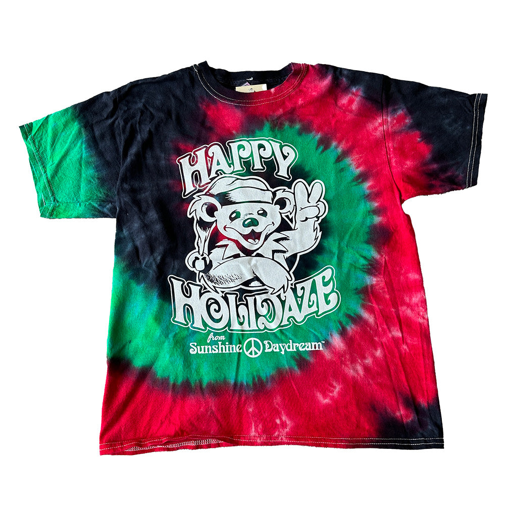 Happy Holidaze Santa Bear Tie Dye T-Shirt