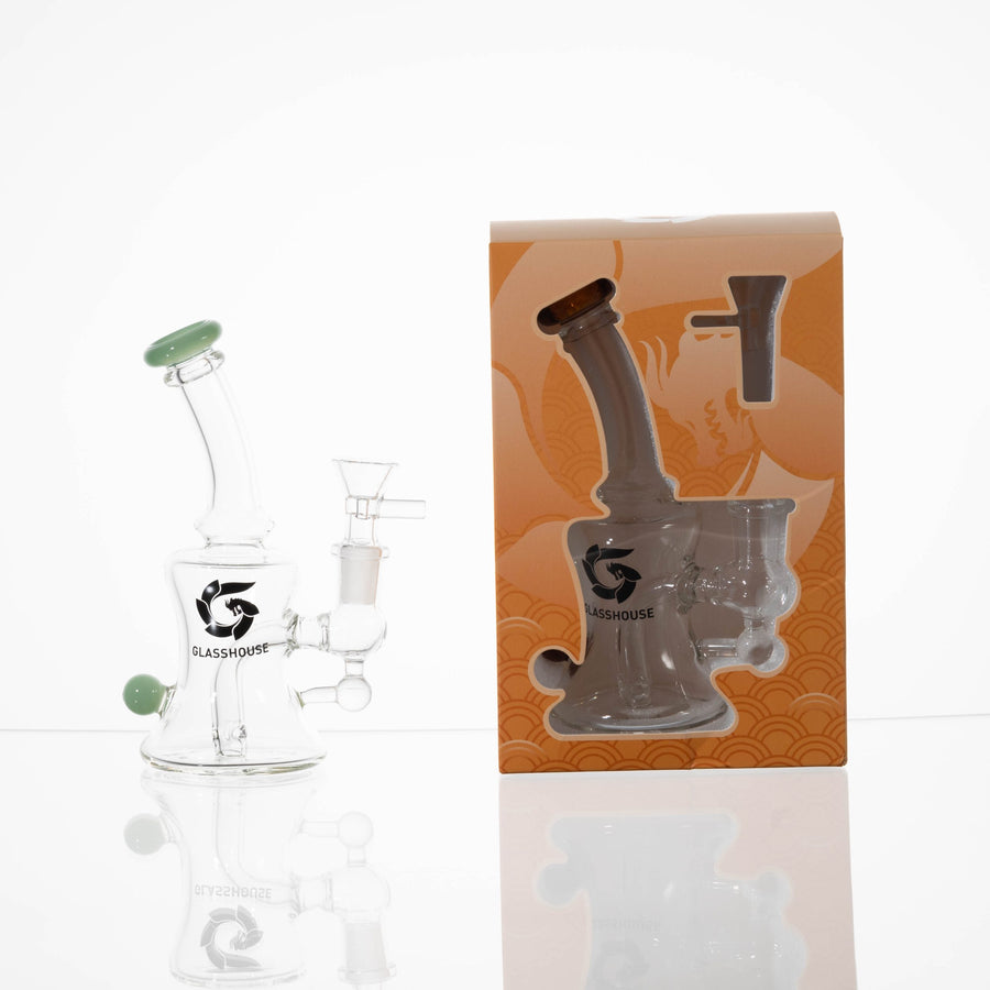 Glass House Clear Bell Shaped Bubbler with Color Accents