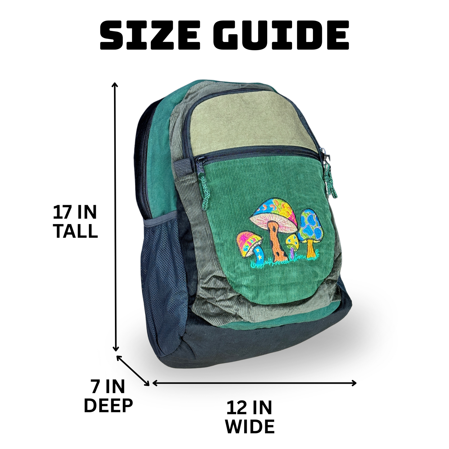 Big Corduroy Daypack with Mushrooms