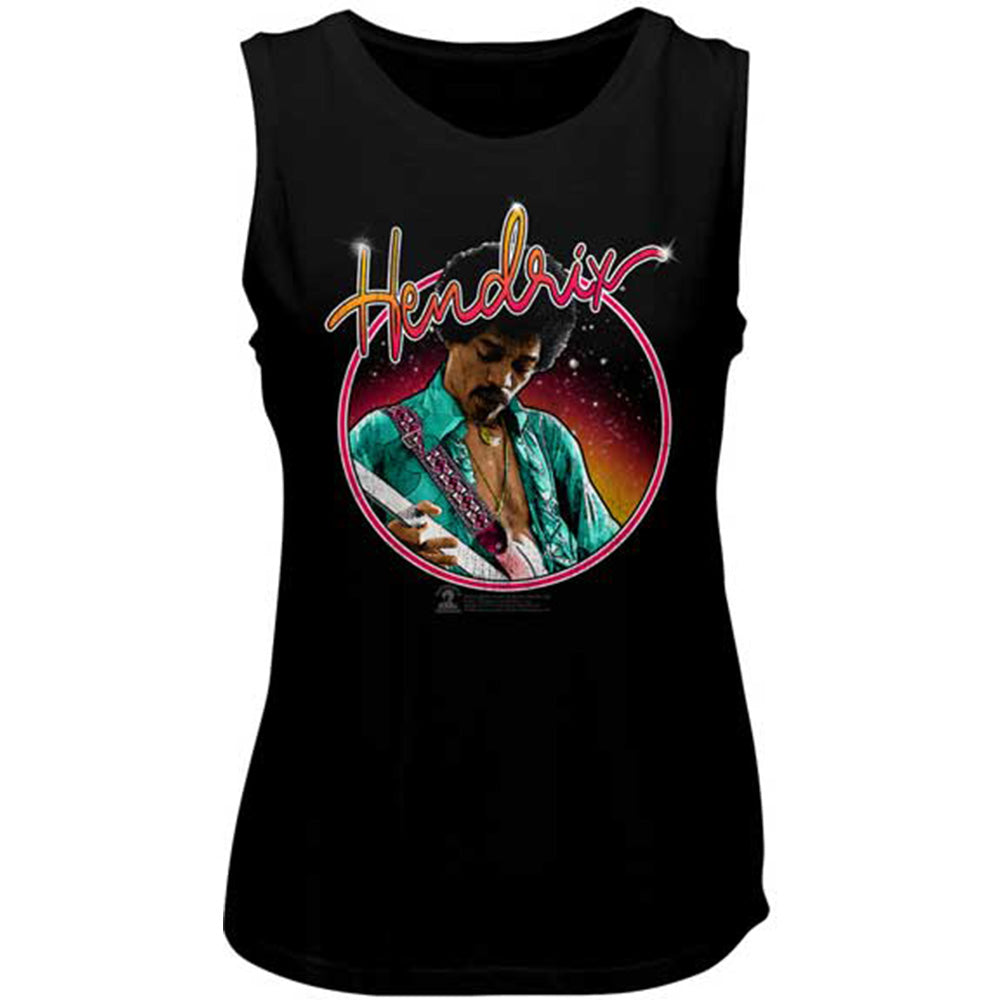 Jimi Hendrix Neon Lightweight Ladies Muscle Tank