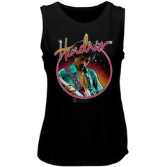Jimi Hendrix Neon Lightweight Ladies Muscle Tank