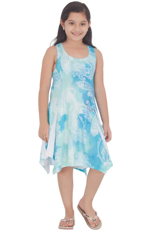 Kids Lace Back Digital Print Dress