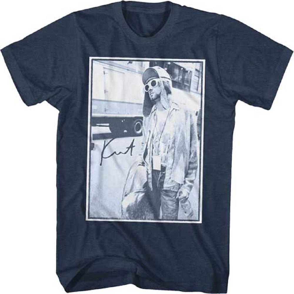 Kurt Cobain Standing By Bus T-Shirt