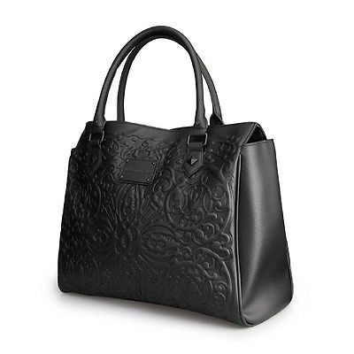 Loungefly Originals Black on Black Lattice Skull Tote Bag