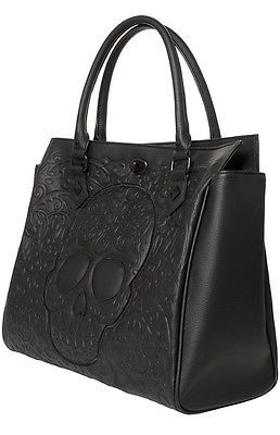 Loungefly Originals Black on Black Lattice Skull Tote Bag