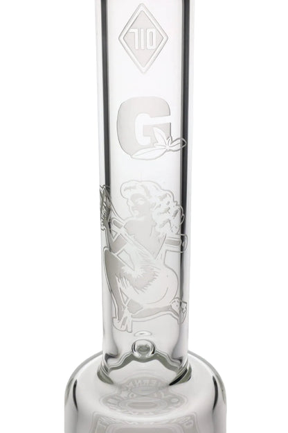 Governmint Glass x D Wreck Clear Sandblast V Twin Perc Water Pipe