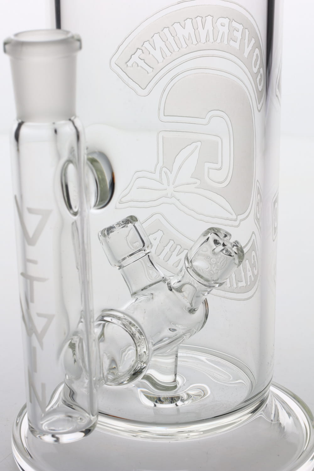Governmint Glass x D Wreck Clear Sandblast V Twin Perc Water Pipe