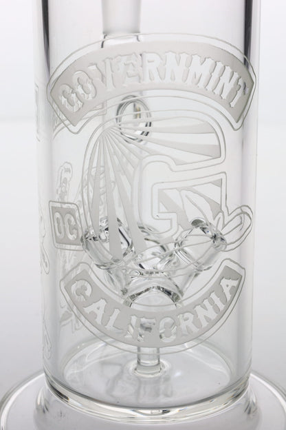 Governmint Glass x D Wreck Clear Sandblast V Twin Perc Water Pipe