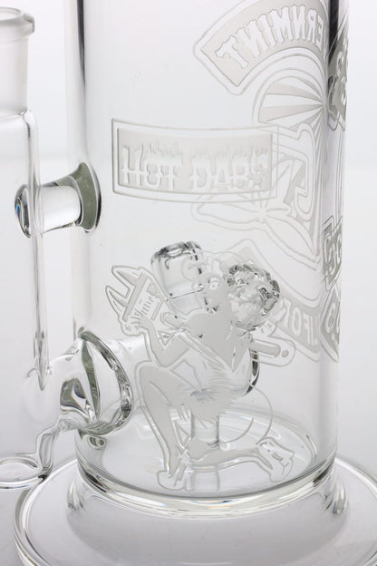 Governmint Glass x D Wreck Clear Sandblast V Twin Perc Water Pipe