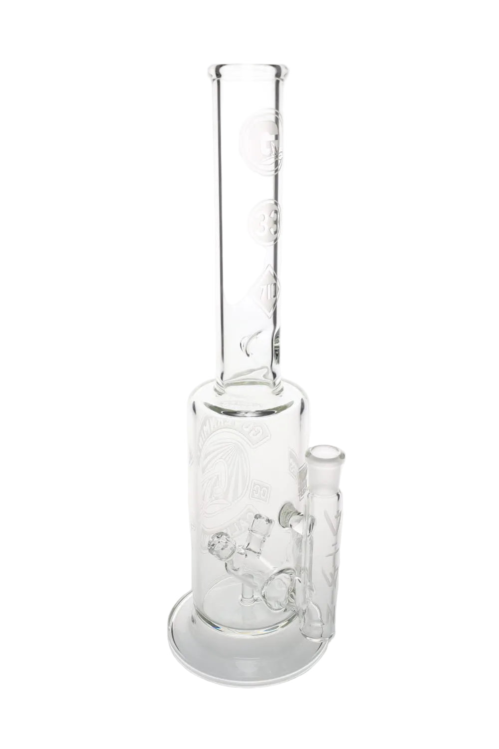 Governmint Glass x D Wreck Clear Sandblast V Twin Perc Water Pipe