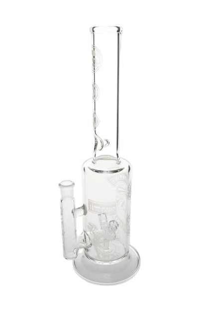 Governmint Glass x D Wreck Clear Sandblast V Twin Perc Water Pipe