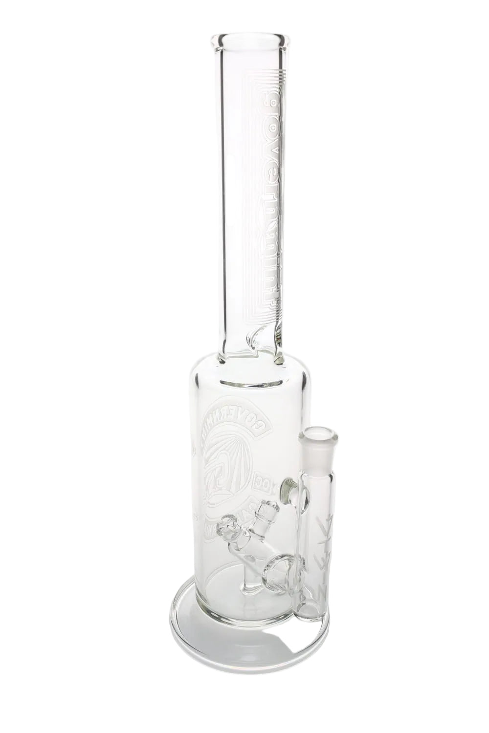 Governmint Glass x D Wreck Clear Sandblast V Twin Perc Water Pipe