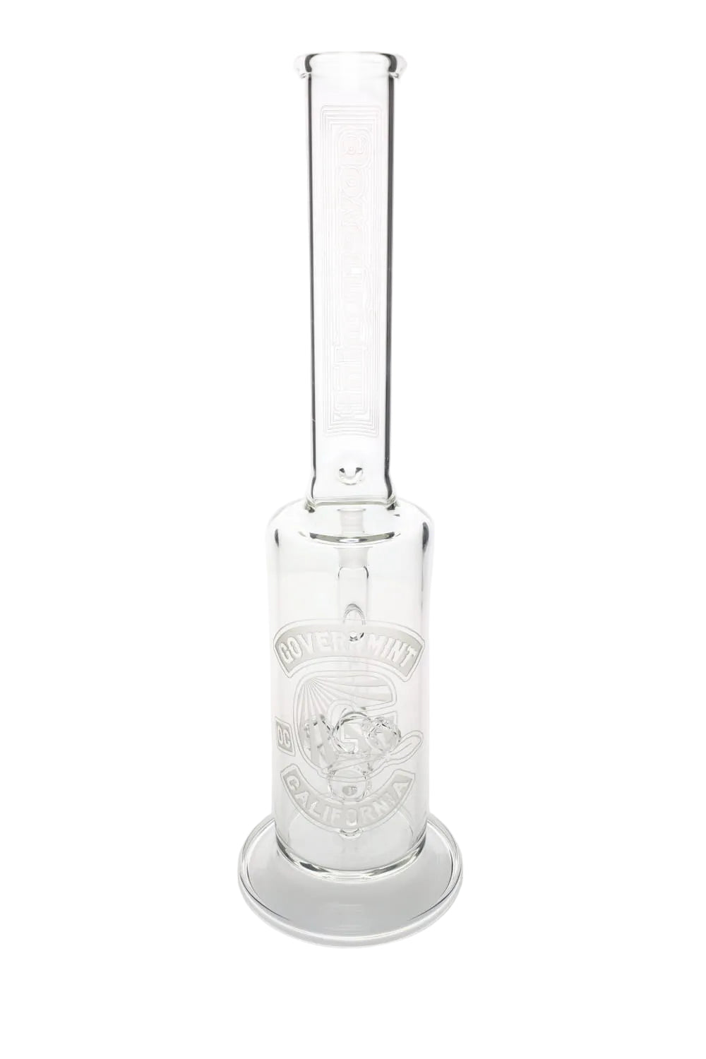 Governmint Glass x D Wreck Clear Sandblast V Twin Perc Water Pipe