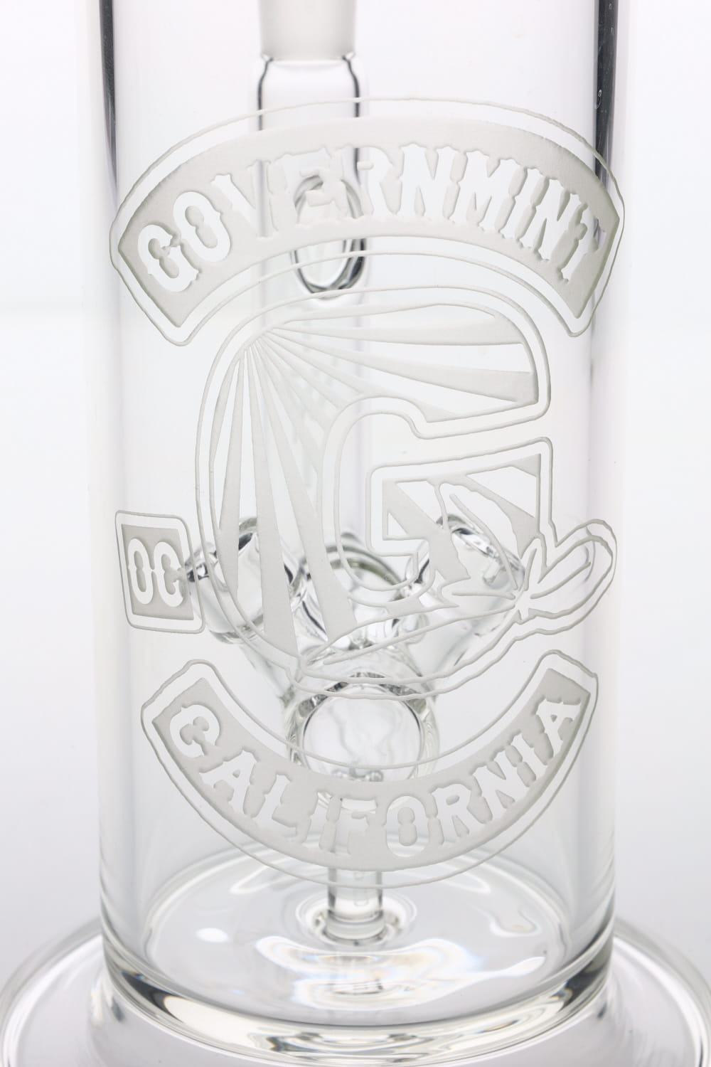 Governmint Glass x D Wreck Clear Sandblast V Twin Perc Water Pipe