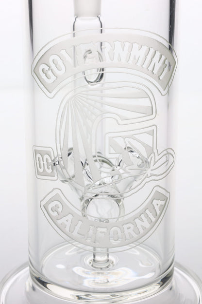 Governmint Glass x D Wreck Clear Sandblast V Twin Perc Water Pipe