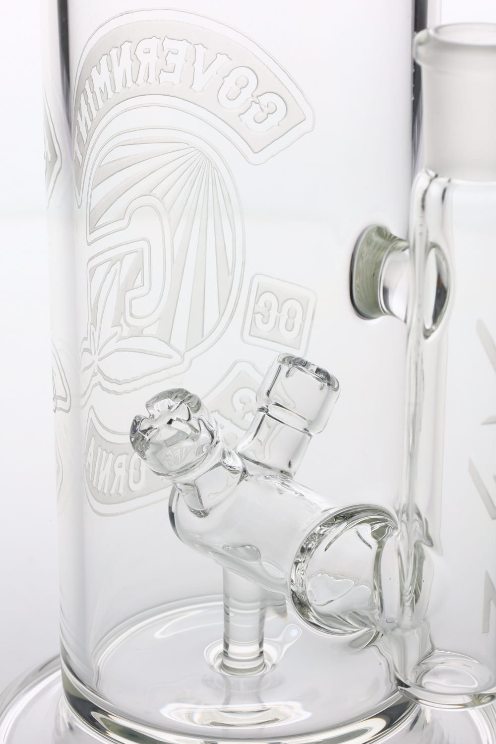 Governmint Glass x D Wreck Clear Sandblast V Twin Perc Water Pipe