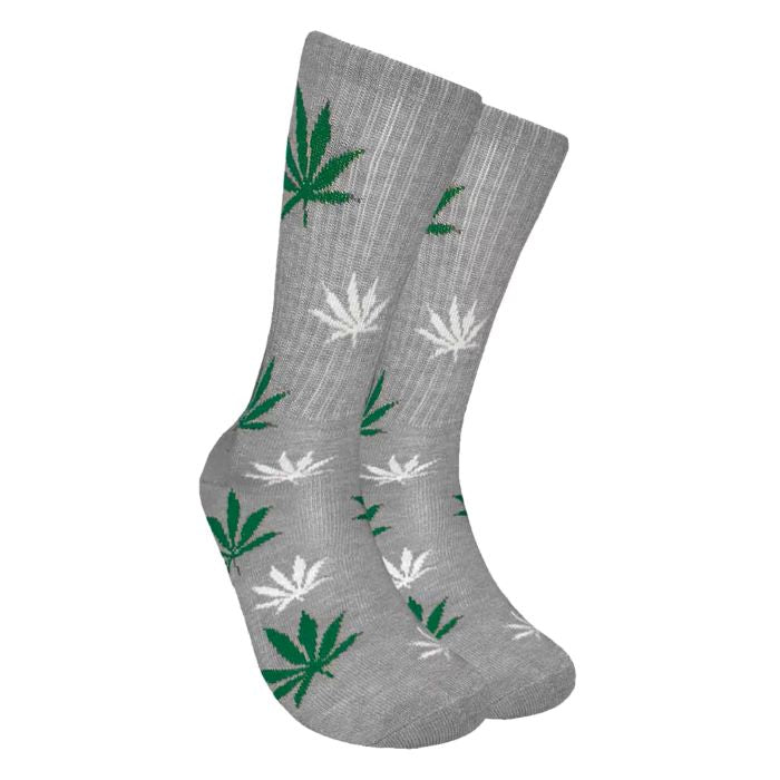 Mad Toro Leaf Socks - Dark Gray with Green & White Print