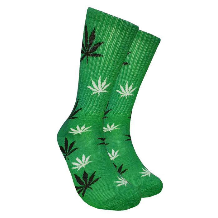 Mad Toro Leaf Socks - Green with Black & White Print