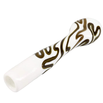 Matty White Glass White and Color Squiggle Chillum