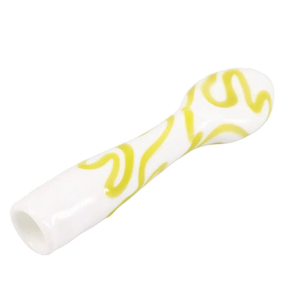 Matty White Glass White and Color Squiggle Chillum
