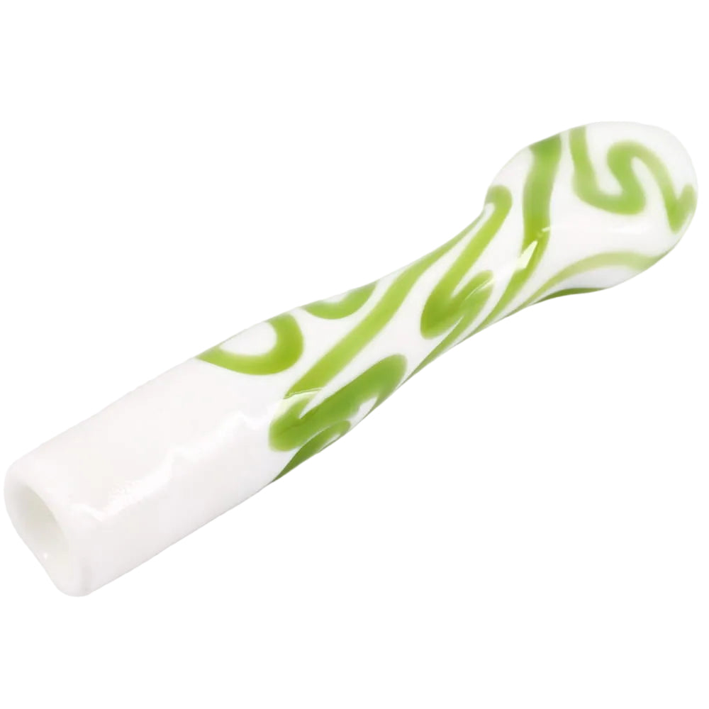 Matty White Glass White and Color Squiggle Chillum