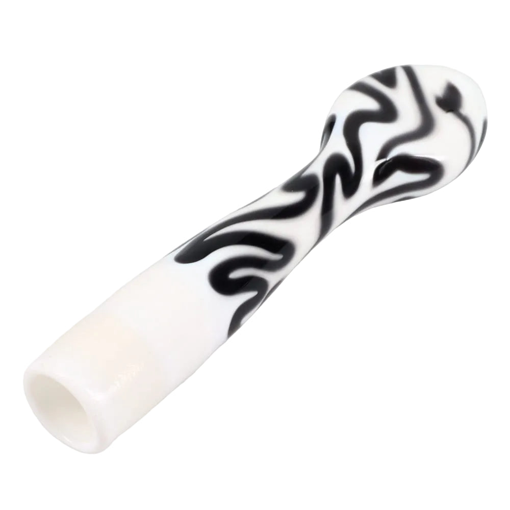 Matty White Glass White and Color Squiggle Chillum