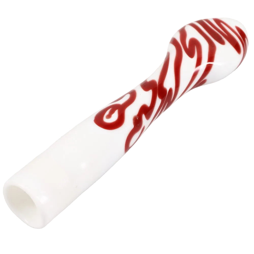 Matty White Glass White and Color Squiggle Chillum