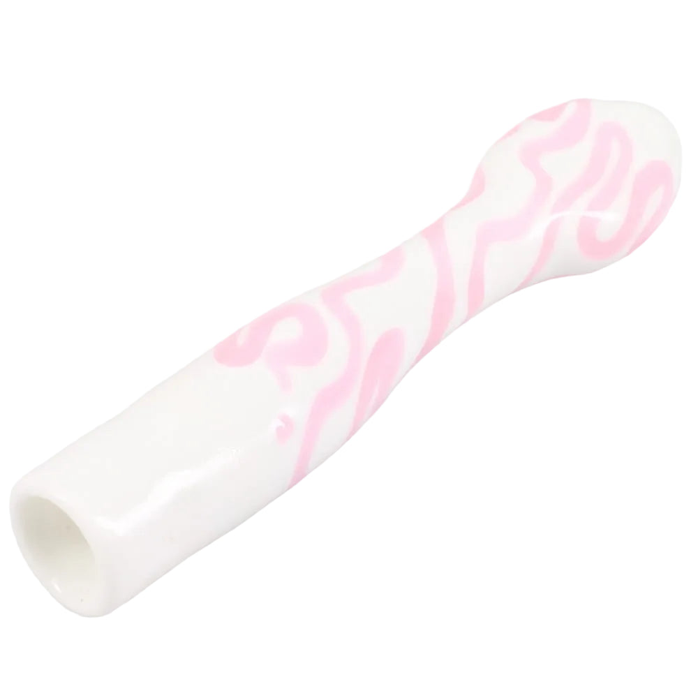 Matty White Glass White and Color Squiggle Chillum