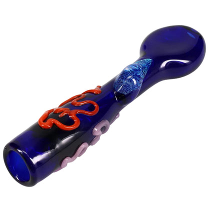 Matty White Glass Black and Dichro Squiggle Chillum