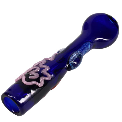 Matty White Glass Black and Dichro Squiggle Chillum