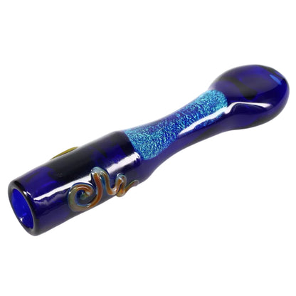 Matty White Glass Black and Dichro Squiggle Chillum