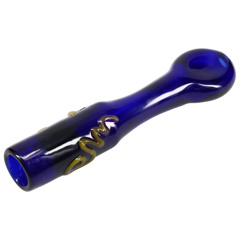 Matty White Glass Black and Dichro Squiggle Chillum