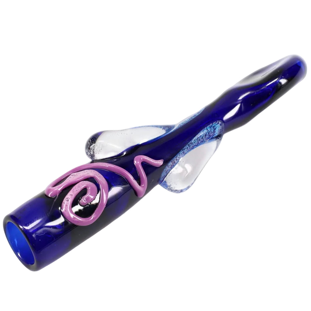 Matty White Glass Black and Dichro Squiggle Chillum
