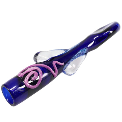 Matty White Glass Black and Dichro Squiggle Chillum