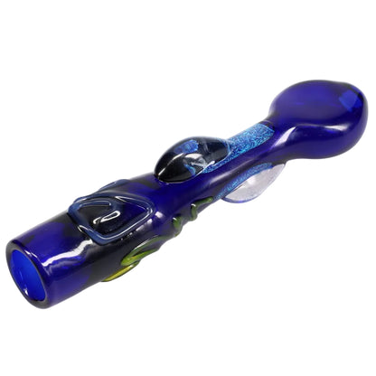 Matty White Glass Black and Dichro Squiggle Chillum