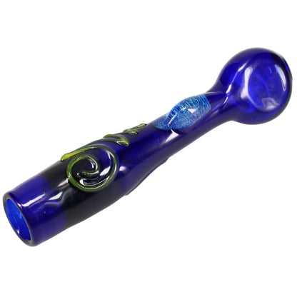 Matty White Glass Black and Dichro Squiggle Chillum