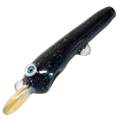 Matty White Glass Large Linework Fishing Lure Spoon - Dichro