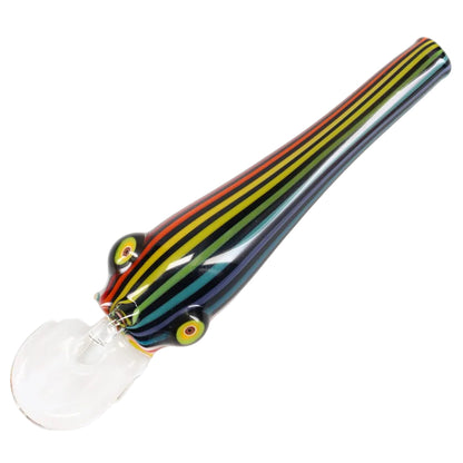 Matty White Glass Large Linework Fishing Lure Spoon - Rainbow